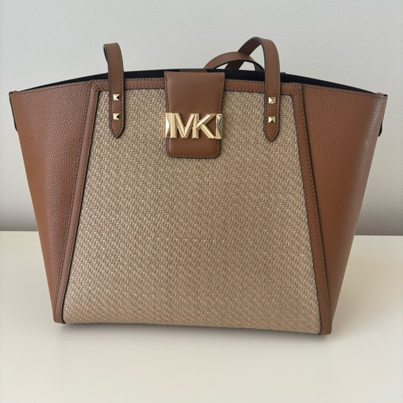 Michael Kors Leather and Straw Tote - Picture 1 of 2